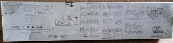 Wright Flyer 1 1/2C 24" wing D-10 Model Kit